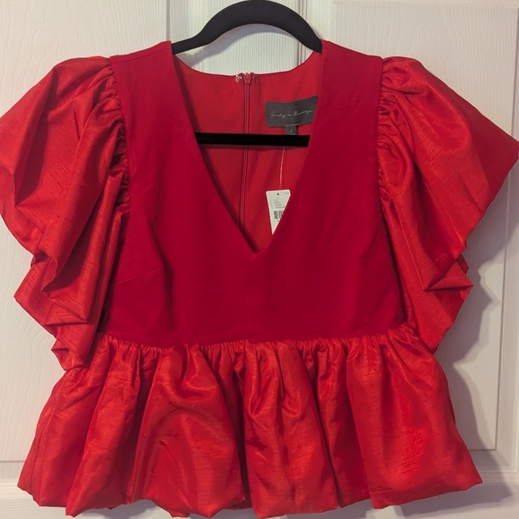 Vibrant Red Ruffle Blouse S NWT - Picture 1 of 3